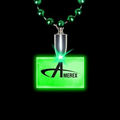 Flashing Illuminated Green Rectangle Charm w/ Mardi Gras Beads